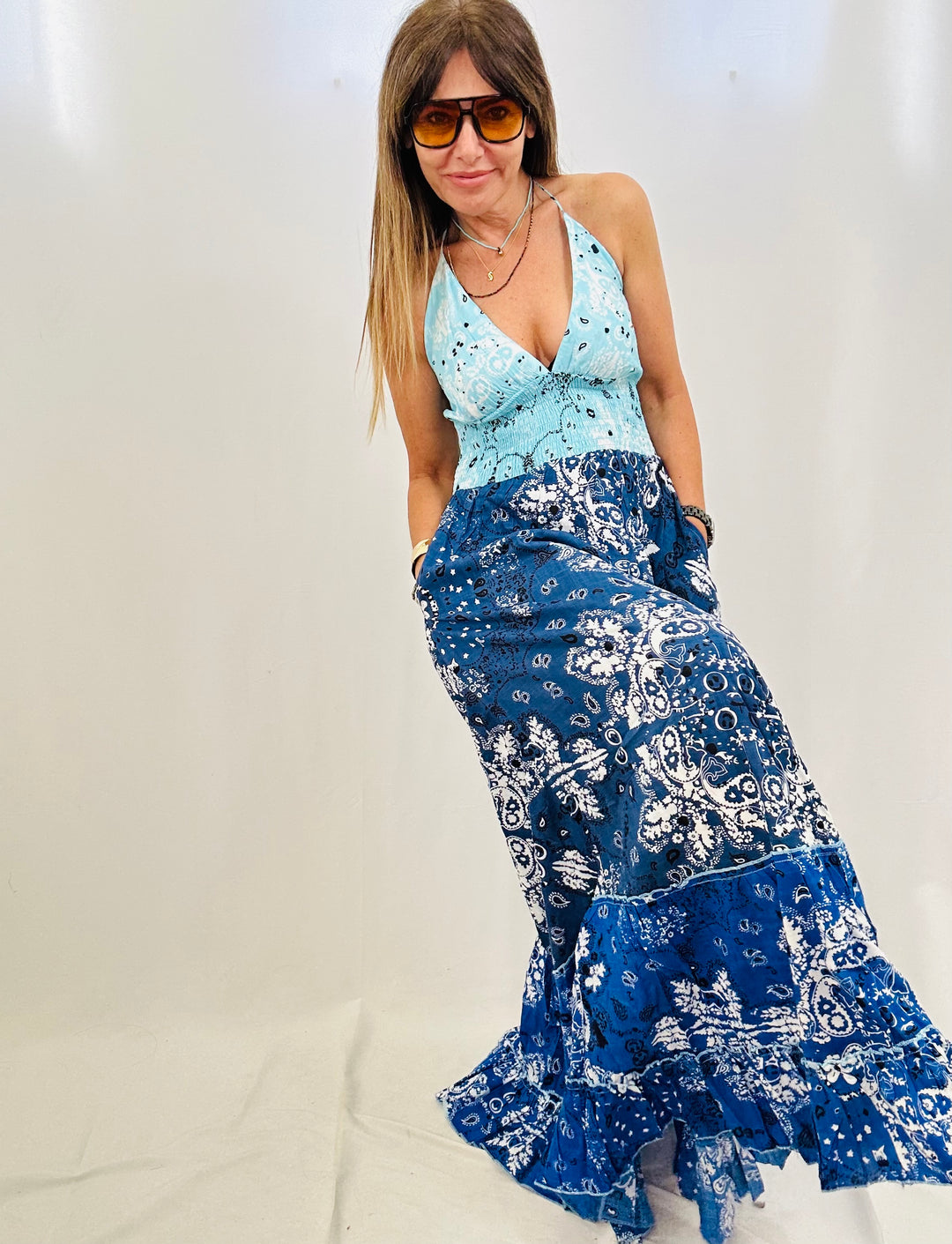 princess polly baby blue dress Givenchy Bandana denim dress in light blue